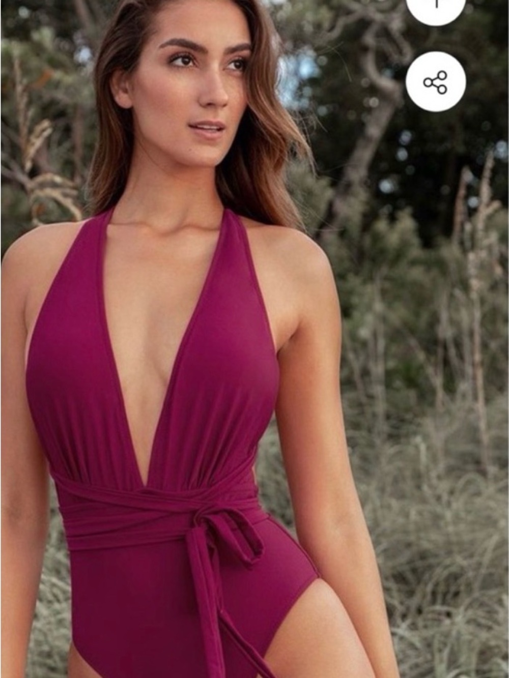 Cupshe Deep Plum Halter One-Piece Swimsuit